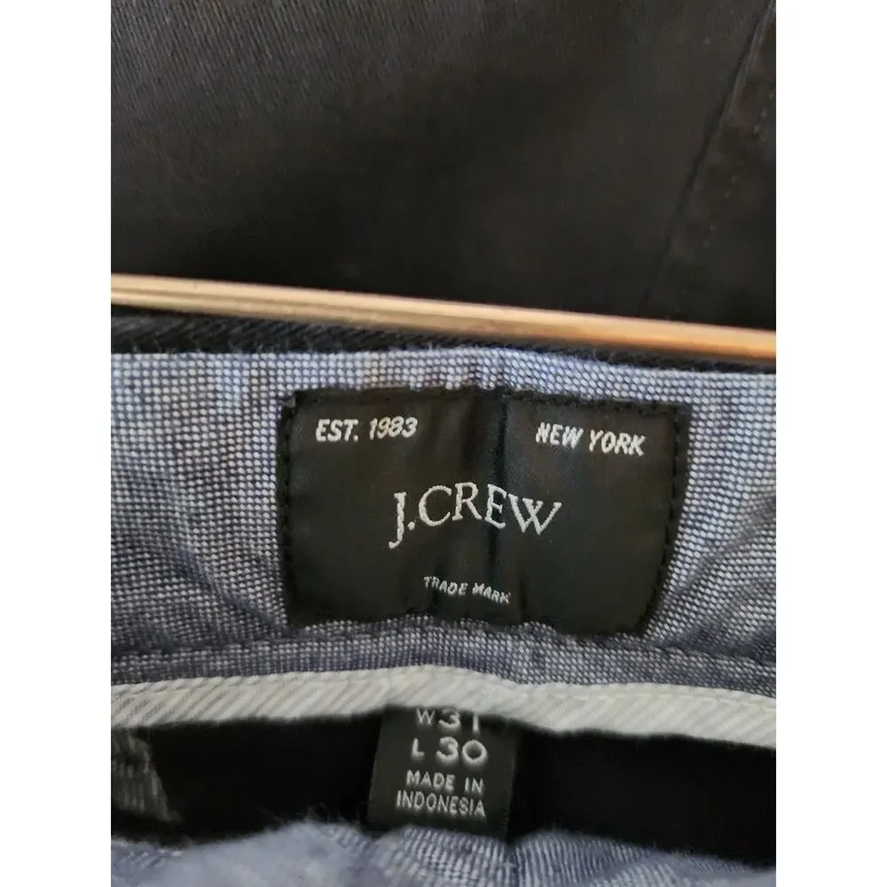 NWT J. Crew Men's 1040 Athletic Tapered-Fit Stretch Chino Pant Black 31/38